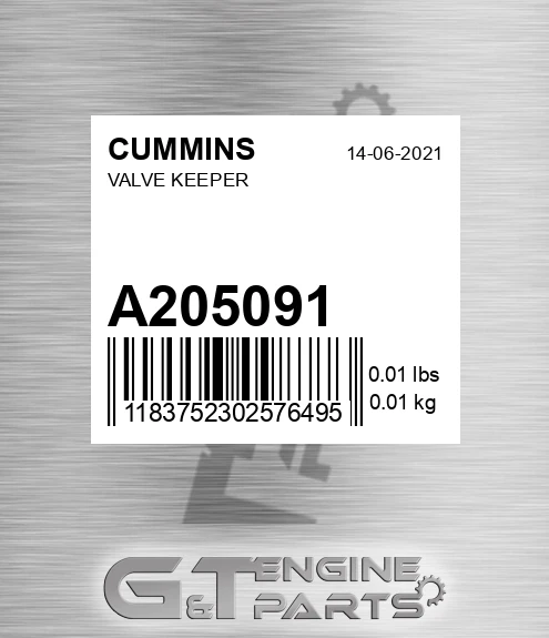 A205091 Valve Keeper for CUMMINS