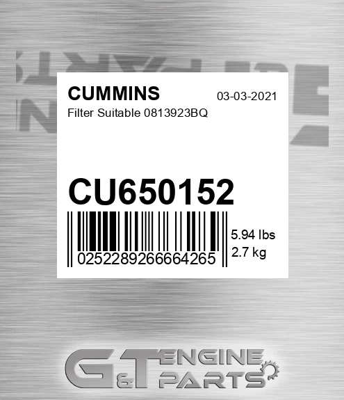 CU650152 Filter Suitable 0813923bq