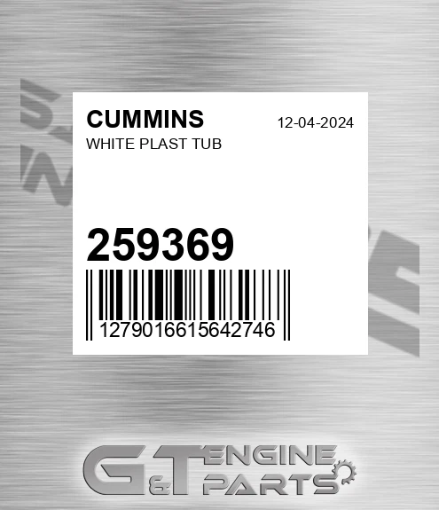 259369 CUMMINS White Plast Tub