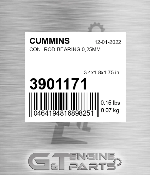 3901171 Con. Rod Bearing 0,25mm.