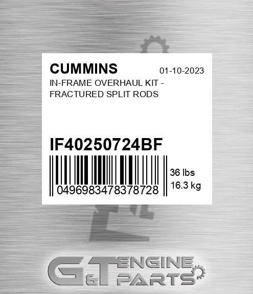 IF4025072-4BF In-frame Overhaul Kit - Fractured Split Rods for CUMMINS