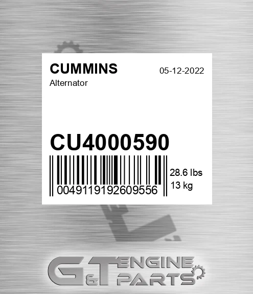 CU4000590 CUMMINS Alternator