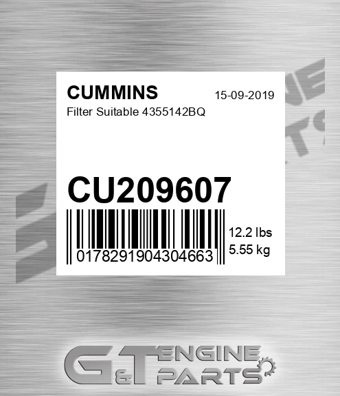 CU209607 Filter Suitable 4355142bq for CUMMINS