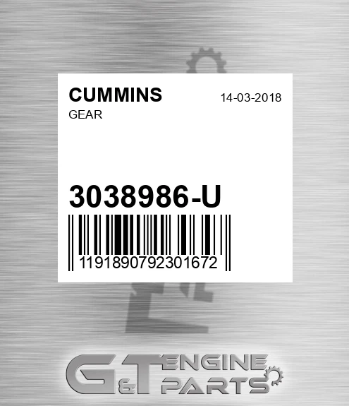 3038986-U Gear for CUMMINS