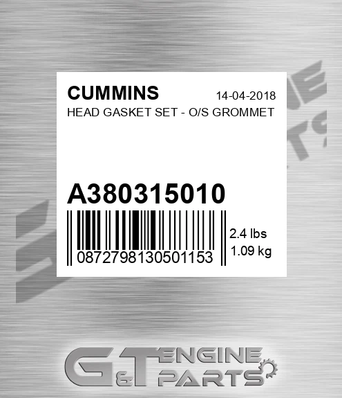 A3803150+10 Head Gasket Set - O/s Grommet for CUMMINS