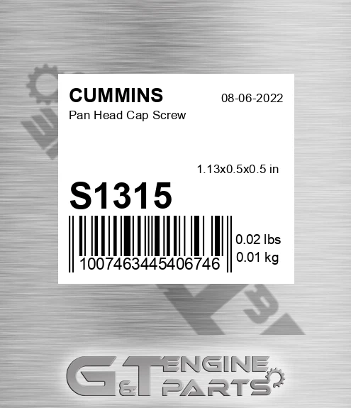 S1315 Pan Head Cap Screw for CUMMINS