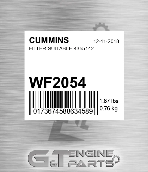WF-2054 Filter Suitable 4355142 for CUMMINS