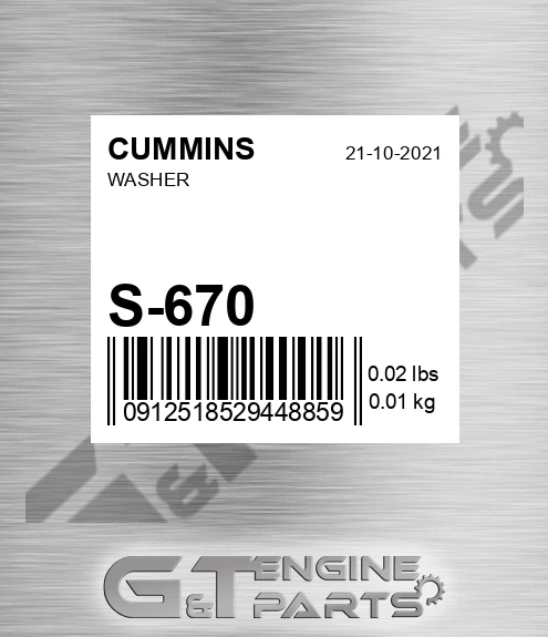 S-670 Washer for CUMMINS