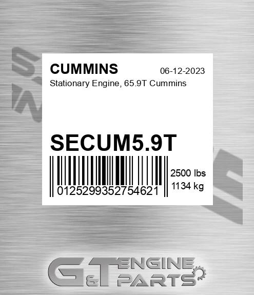 SECUM5.9T Stationary Engine, 65.9t for CUMMINS