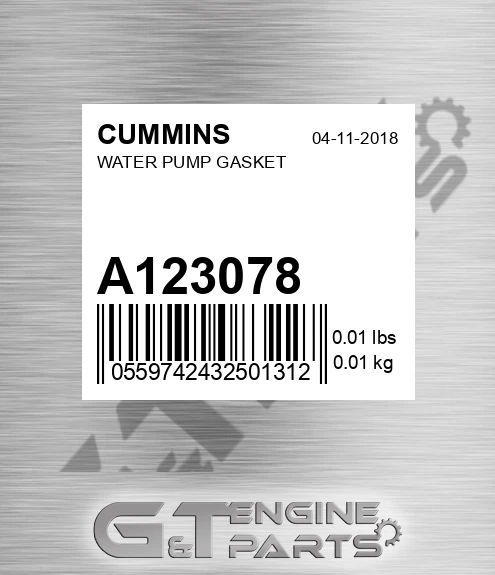 A123078 Water Pump Gasket