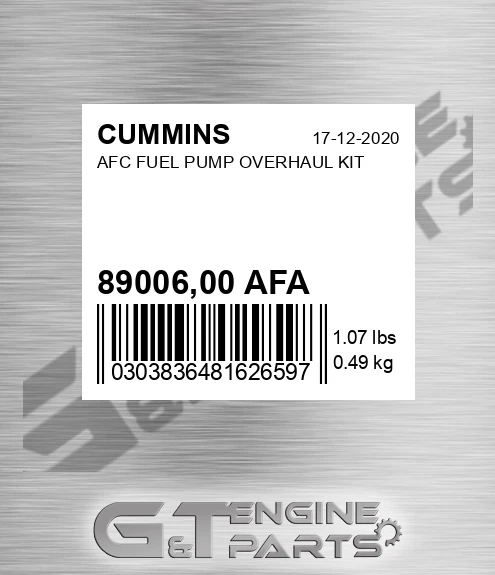 89006,00 AFA Afc Fuel Pump Overhaul Kit for CUMMINS
