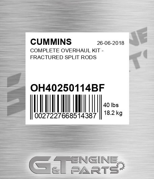 OH4025011-4BF Complete Overhaul Kit - Fractured Split Rods for CUMMINS