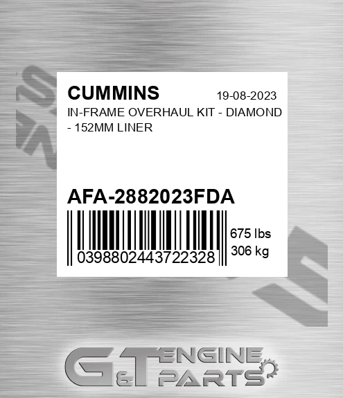AFA-2882023FDA In-frame Overhaul Kit - Diamond - 152mm Liner for CUMMINS