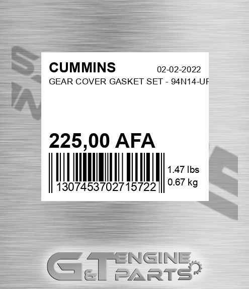 225,00 AFA Gear Cover Gasket Set - 94n14-up