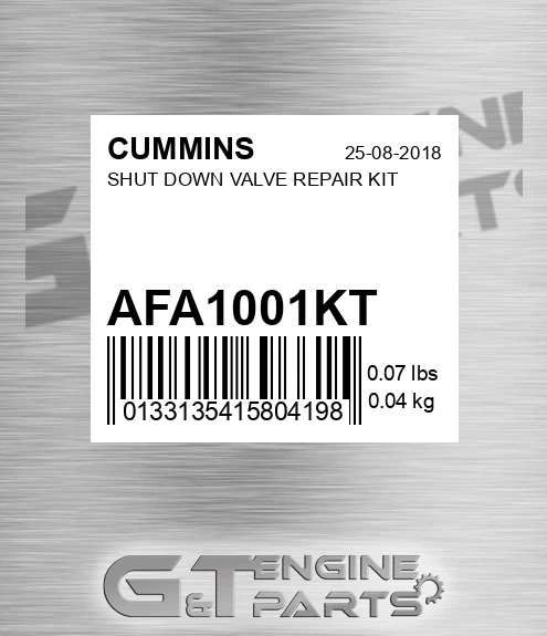 AFA1001KT CUMMINS Shut Down Valve Repair Kit