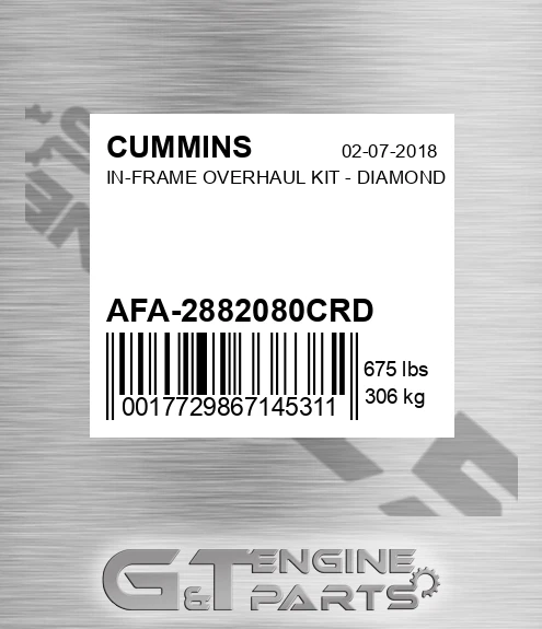 AFA-2882080CRD In-frame Overhaul Kit - Diamond for CUMMINS