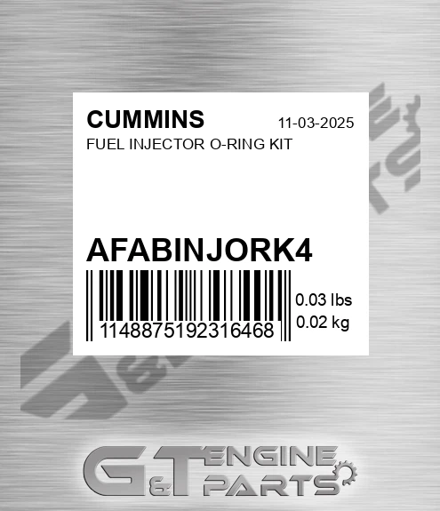 AFA-BINJ-ORK-4 Fuel Injector O-ring Kit for CUMMINS