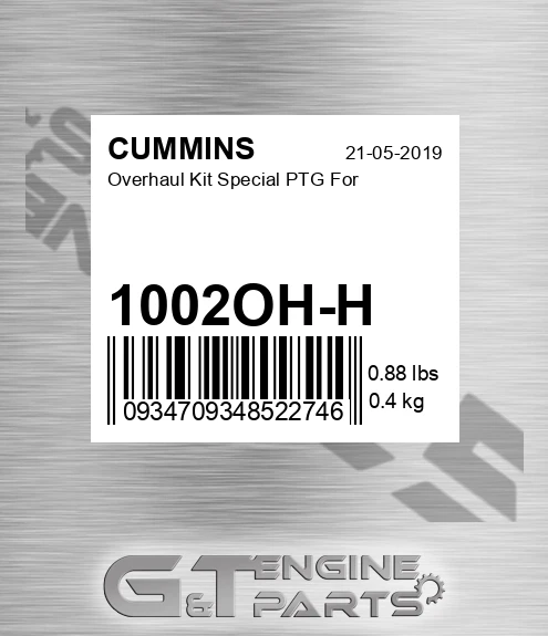 1002OH-H Overhaul Kit Special Ptg For for CUMMINS