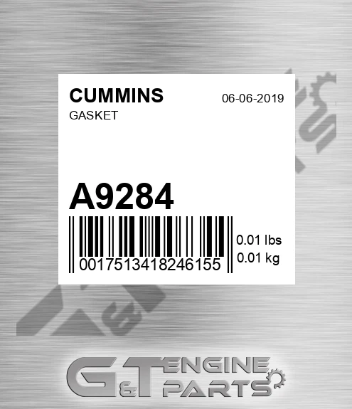 A9284 Gasket for CUMMINS