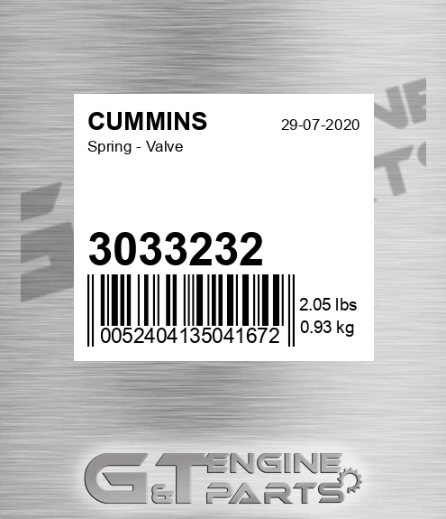 3033232 Spring - Valve