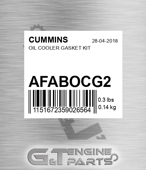 AFA-BOCG-2 Oil Cooler Gasket Kit for CUMMINS