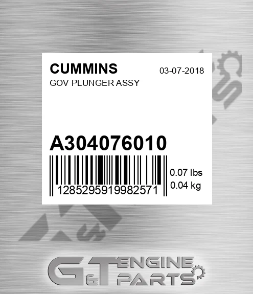 A3040760-10 Gov Plunger Assy for CUMMINS