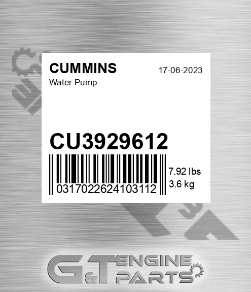 CU3929612 CUMMINS Water Pump