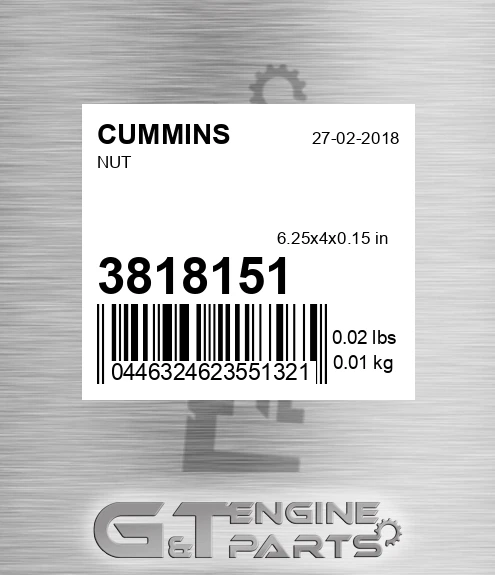 3818151 CUMMINS Nut
