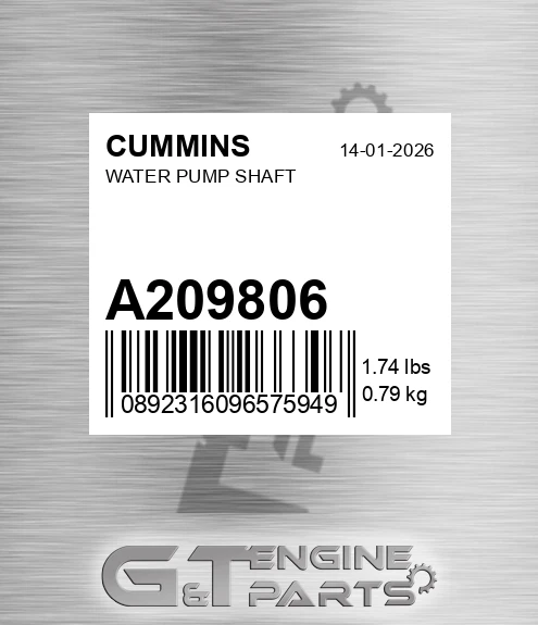 A209806 CUMMINS Water Pump Shaft