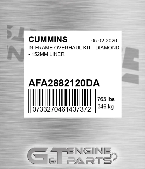 AFA-2882120DA In-frame Overhaul Kit - Diamond - 152mm Liner for CUMMINS