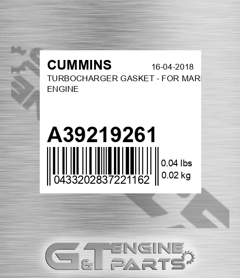 A3921926-1 Turbocharger Gasket - For Marine Engine for CUMMINS
