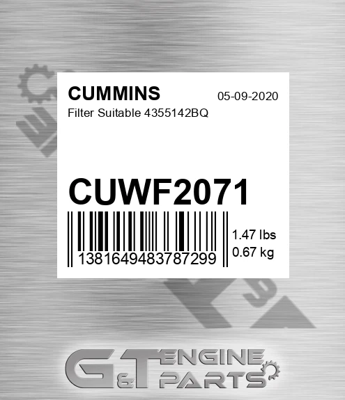 CUWF-2071 Filter Suitable 4355142bq for CUMMINS