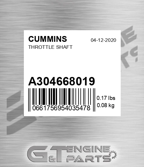 A3046680-19 Throttle Shaft for CUMMINS