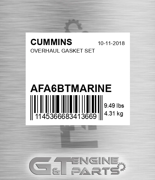 AFA6BT-MARINE Overhaul Gasket Set for CUMMINS