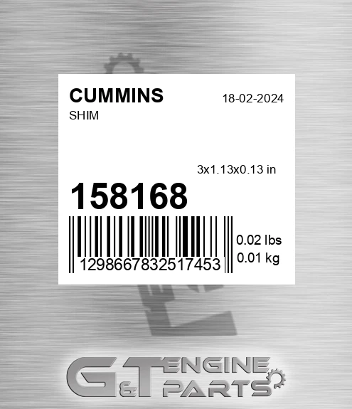 158168 CUMMINS Shim