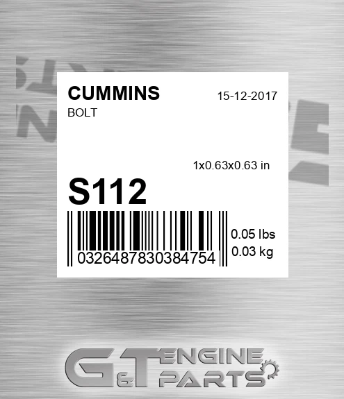 S-112 Bolt for CUMMINS