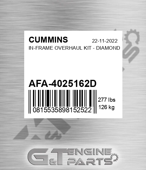 AFA-4025162D In-frame Overhaul Kit - Diamond for CUMMINS