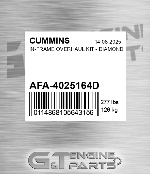 AFA-4025164D In-frame Overhaul Kit - Diamond for CUMMINS