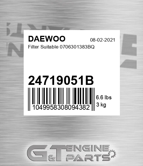24719051B Filter Suitable 0706301383bq