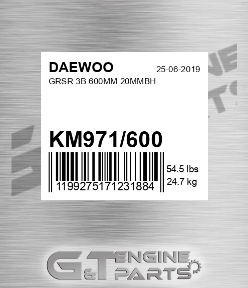 KM971/600 Grsr 3b 600mm 20mmbh