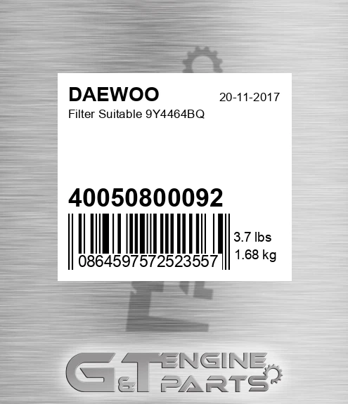 40050800092 Filter Suitable 9y4464bq
