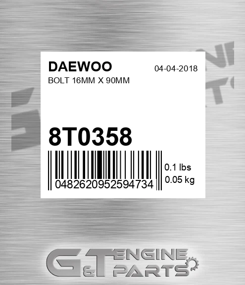 8T0358 Bolt 16mm X 90mm