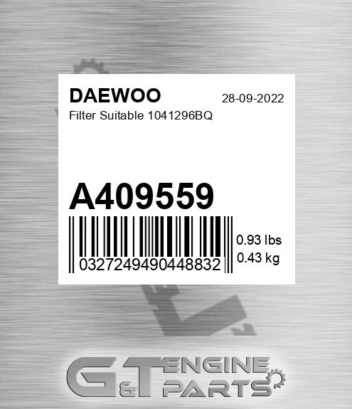 A409559 DAEWOO Filter Suitable 1041296bq