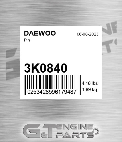 3K0840 Pin for DAEWOO
