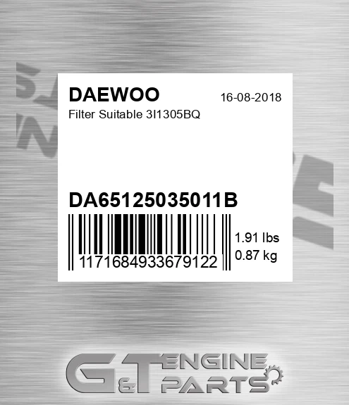 DA6512503-5011B Filter Suitable 3i1305bq