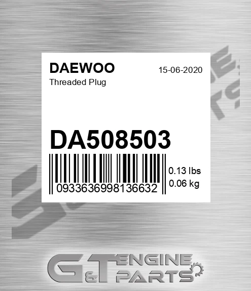 DA508503 Threaded Plug
