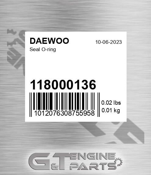 1180-00136 Seal O-ring
