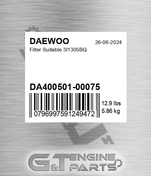 DA400501-00075 Filter Suitable 3i1305bq for DAEWOO