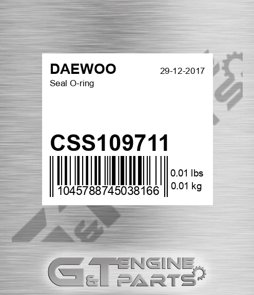 CSS109711 DAEWOO Seal O-ring