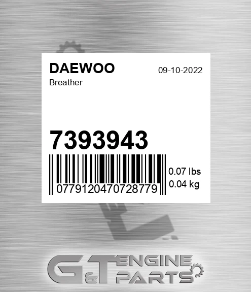 7393943 Breather for DAEWOO
